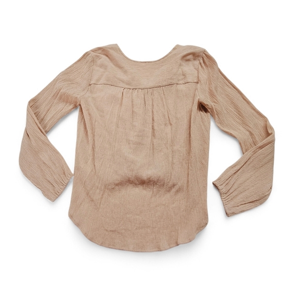 Free People Check On It Long Sleeve Open Wrap Top In Pink Peach Size Medium - Picture 4 of 9